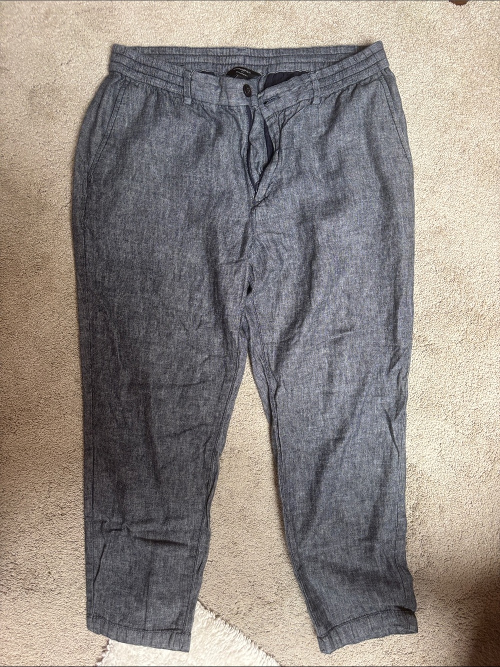 Banana Republic Charcoal Gray Linen-Blend Chinos